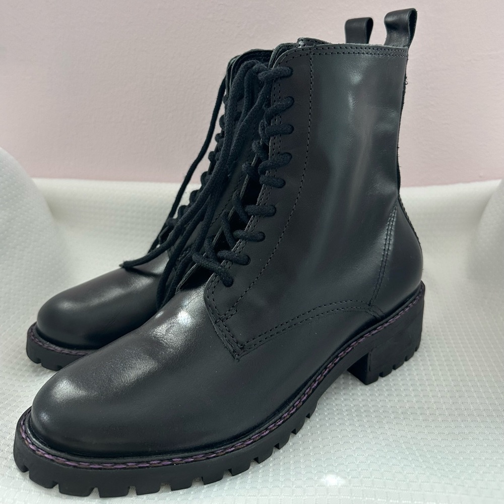 NEW Black Lucky Brand Kancie Boots size 7 lace up Combat Boots Style